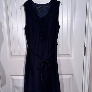 Ann Taylor Midnight Blue Ruffle Midi Dress